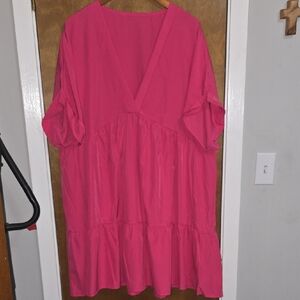 SHEIN Pink V-Neck Dress